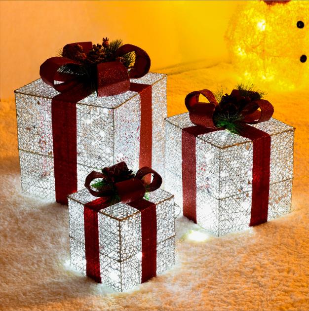 3pcs set Christmas lighted gift box