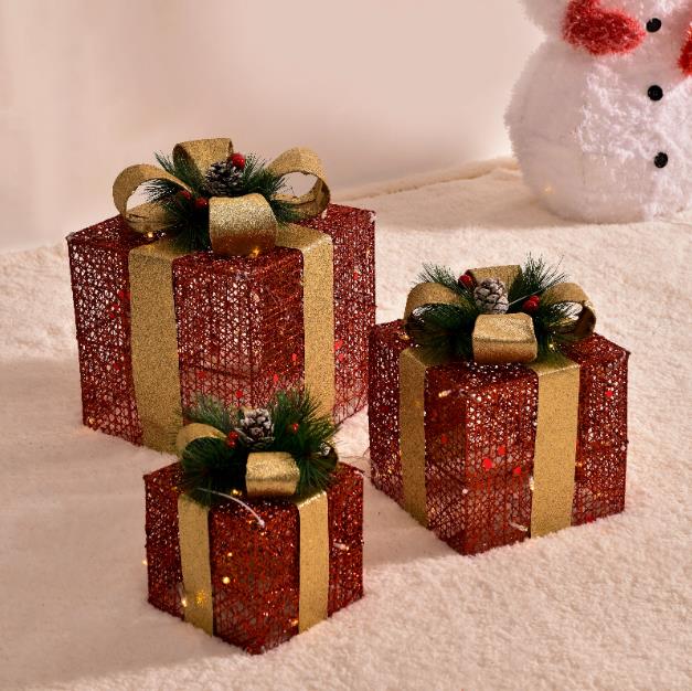 3pcs set Christmas lighted gift box