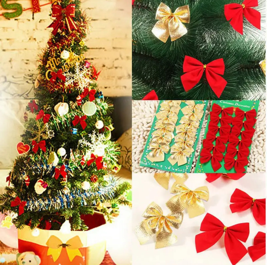 12pcs Christmas tree tie back bow decors