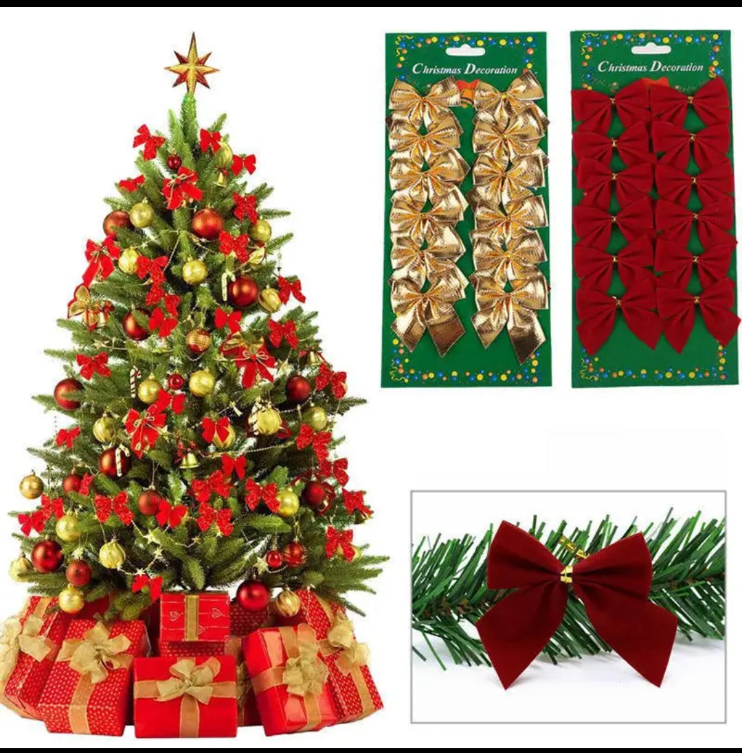 12pcs Christmas tree tie back bow decors