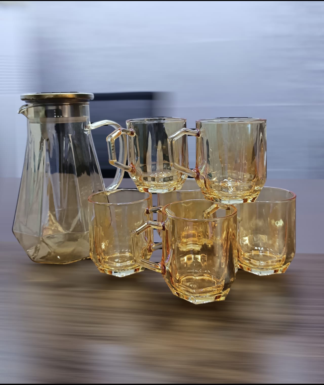 Golden jug and glasses set