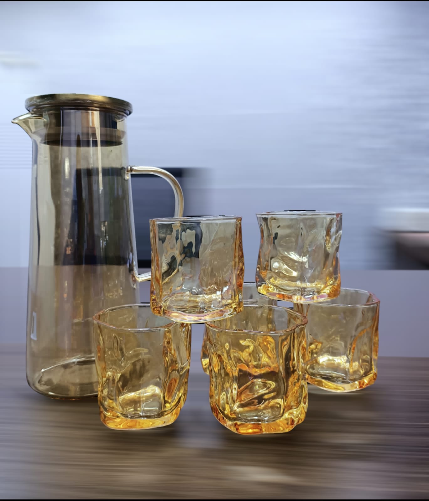 Golden jug and glasses set