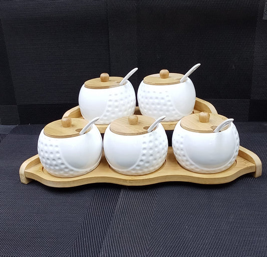 5pcs Ceramic sugar dishes with stand