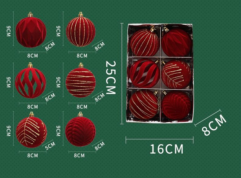 *6pc set Christmas balls