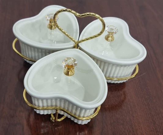 3pc Ceramic love shape sugar bowls