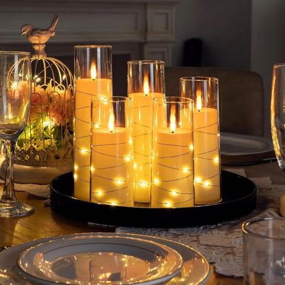 5pcs  flameless LED candles with string light