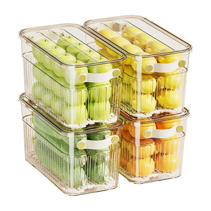 Stackable fridge organizer with lid