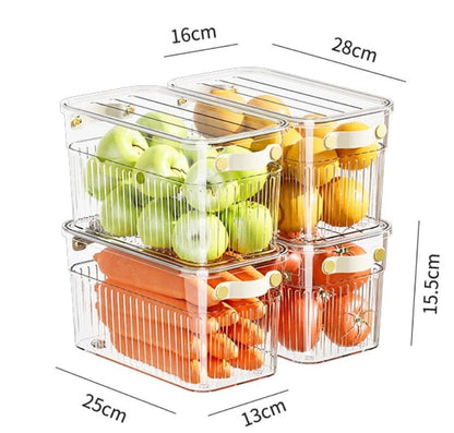 Stackable fridge organizer with lid