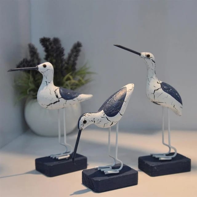 3pc wooden seagulls birds decor