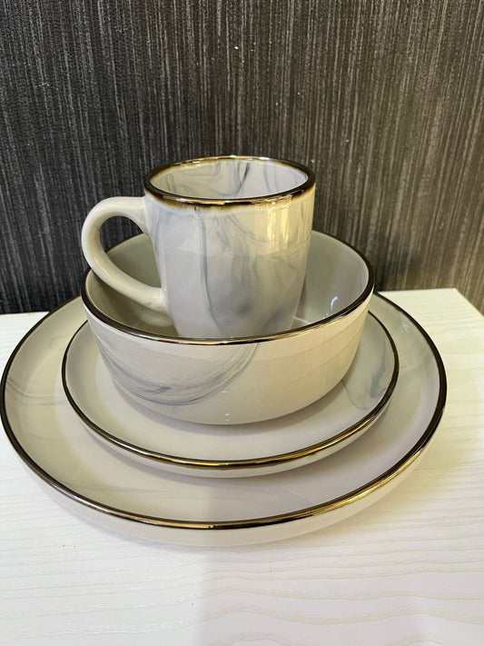 24 pcs set Marble Effect Ceramic Dinner Set