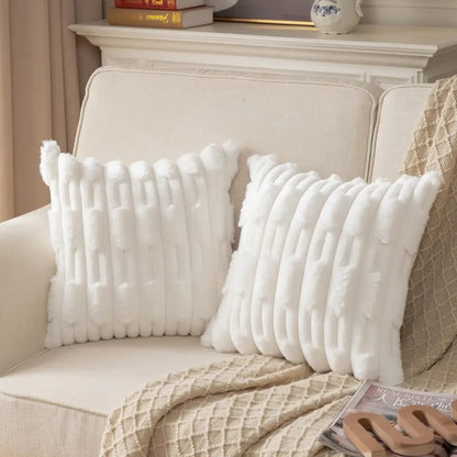 White Plush Soft Cushion Cover Throw Cases