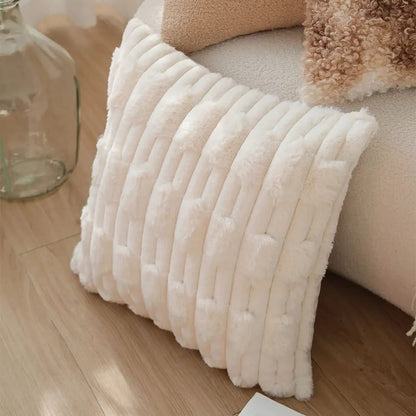 White Plush Soft Cushion Cover Throw Cases