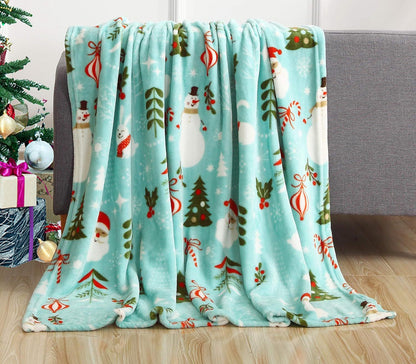 Warm Flannel Christmas Sherpa Throw Blanket