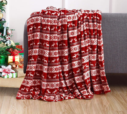 Warm Flannel Christmas Sherpa Throw Blanket