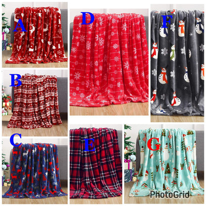 Warm Flannel Christmas Sherpa Throw Blanket