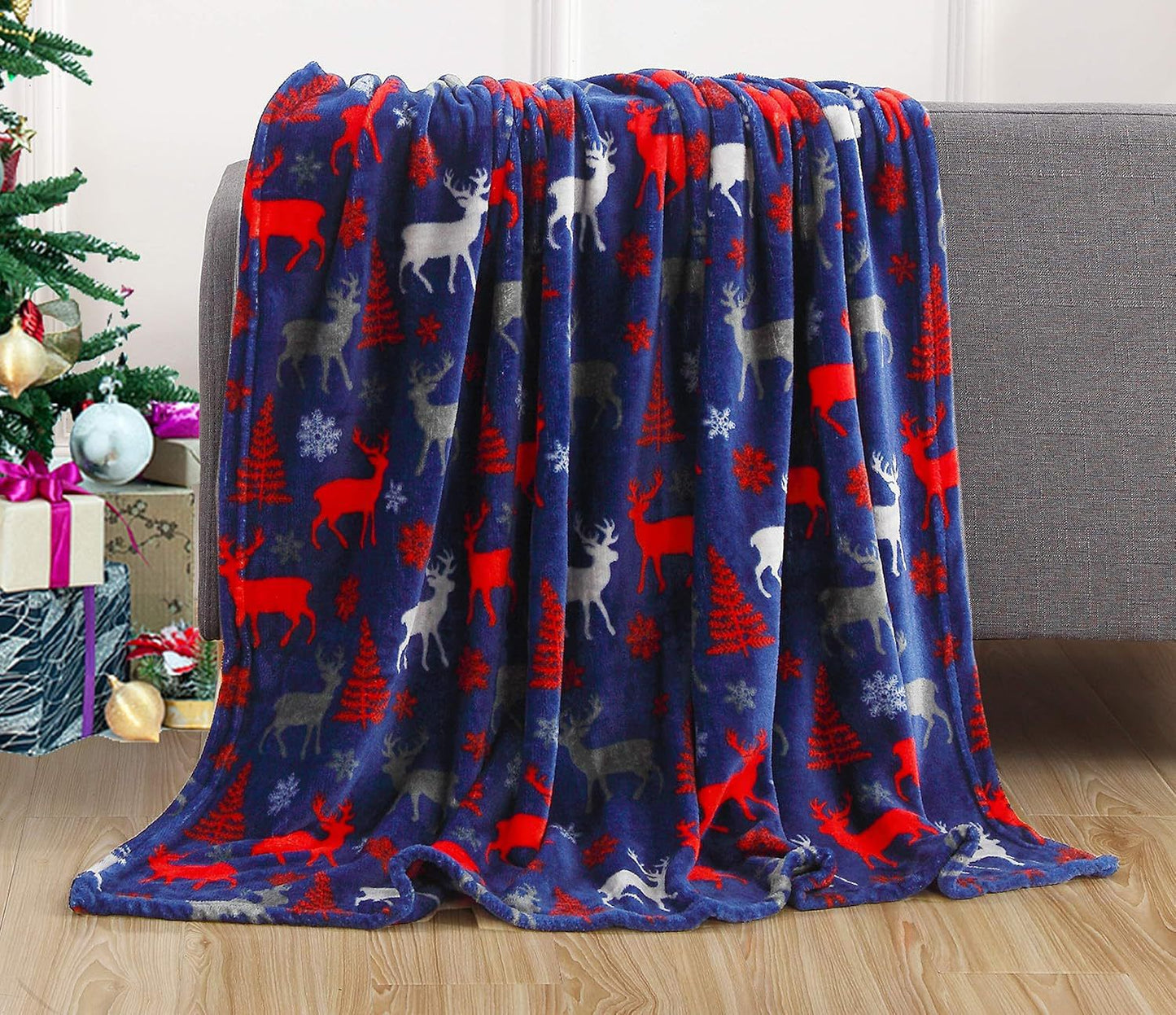 Warm Flannel Christmas Throw Blanket