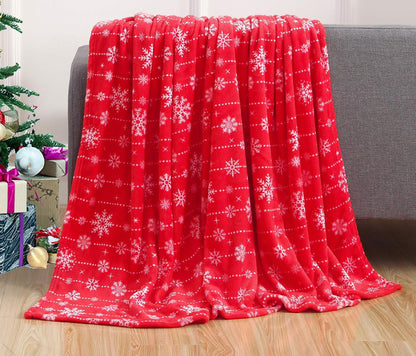 Warm Flannel Christmas Sherpa Throw Blanket