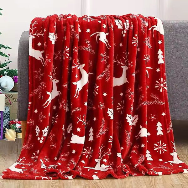Warm Flannel Christmas Sherpa Throw Blanket