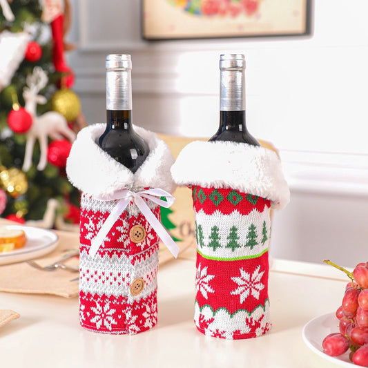 Fluffy Christmas Wine Bottle Cover