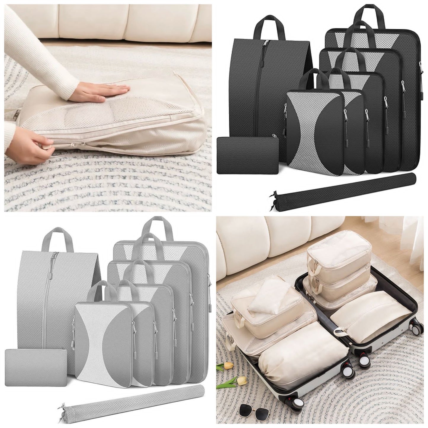 8pcs Travel Suitcase Compression Cubes gha