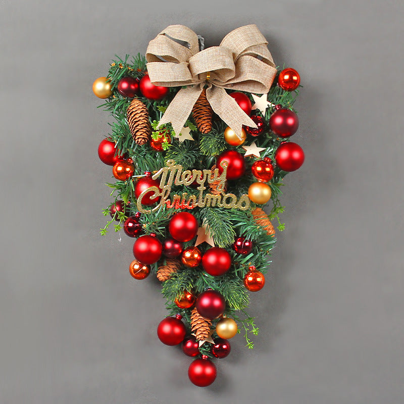 Triangular front door hanging Christmas wreath