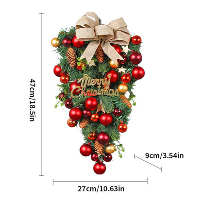 Triangular front door hanging Christmas wreath
