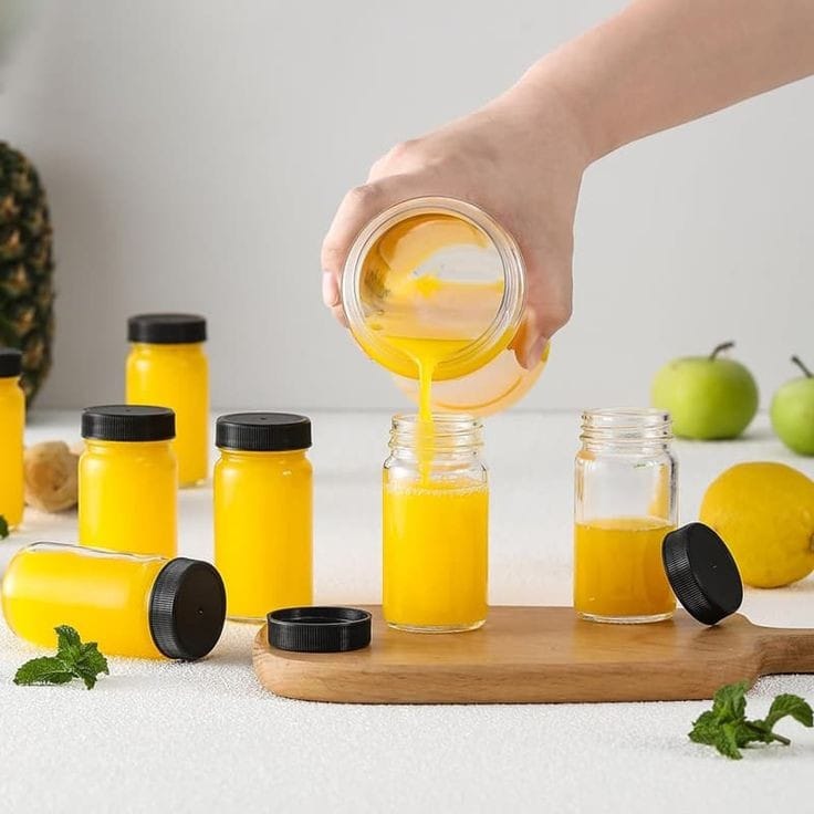 Set of 6 ginger shot  bottles with grey lids gha