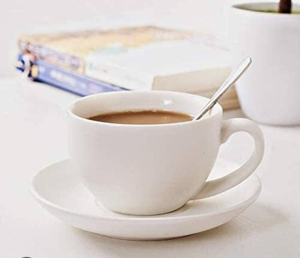 12pcs white cups and saucers