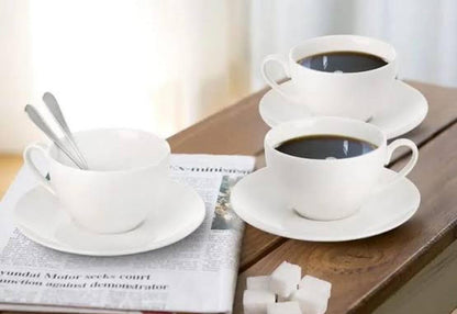 12pcs white cups and saucers