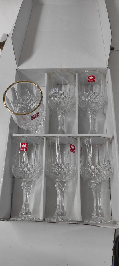 6Pc Crystal Wine Glasses