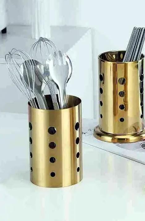 Round Gold Cutlery Holder