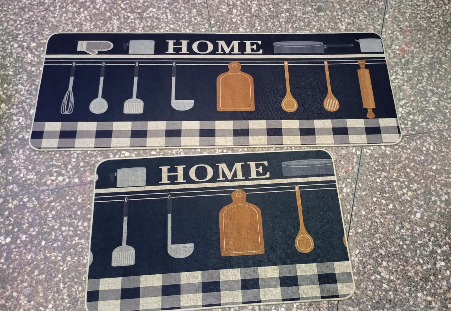 Rubber bottom 2 in 1 kitchen mats