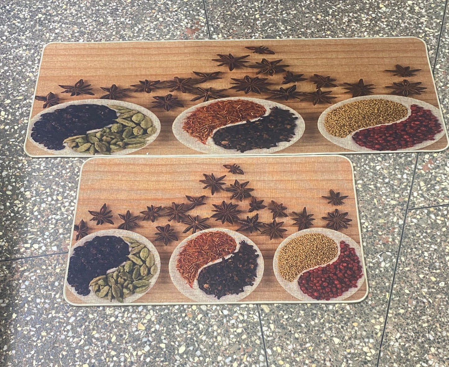 Rubber bottom 2 in 1 kitchen mats