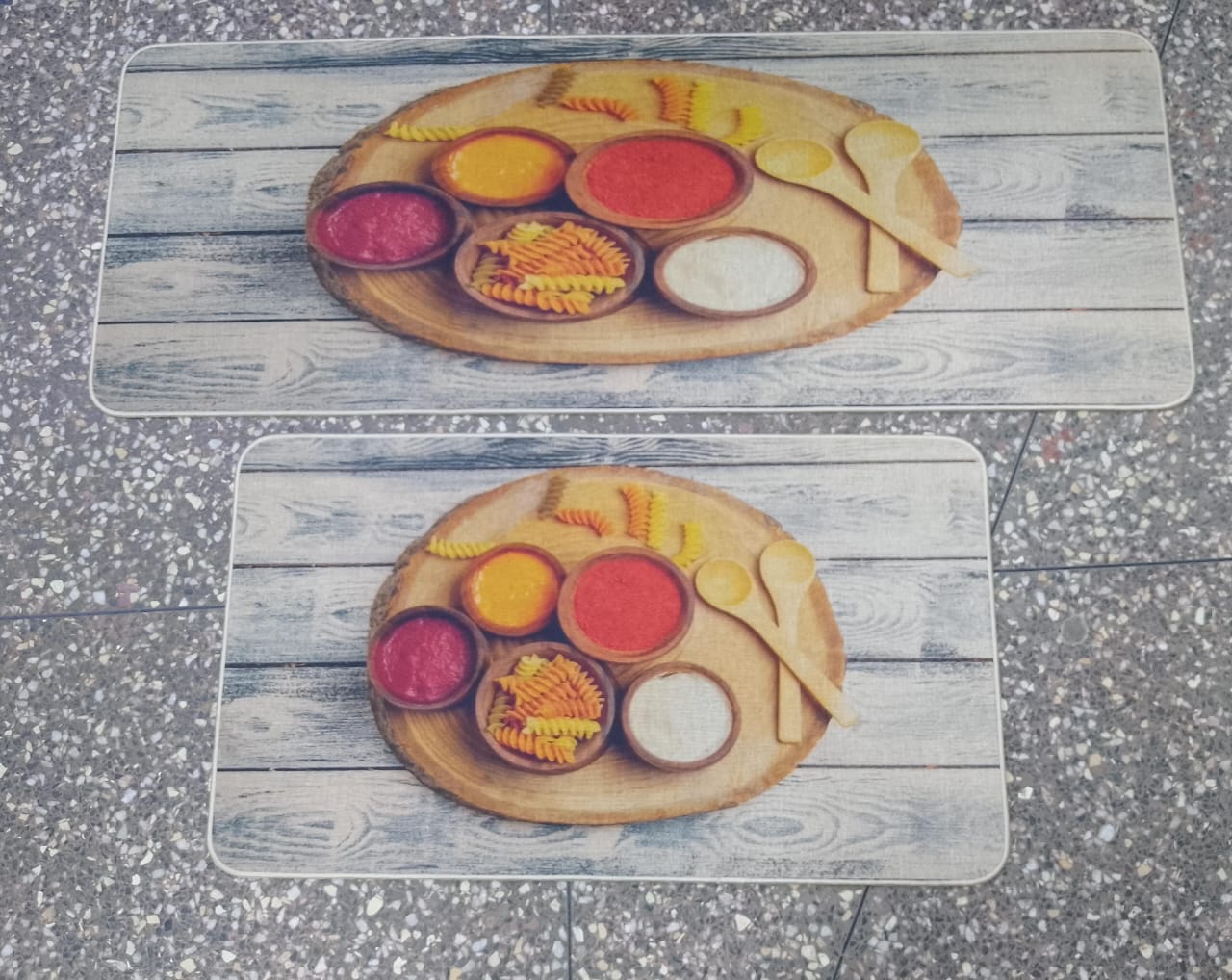 Rubber bottom 2 in 1 kitchen mats