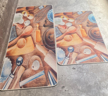 Rubber bottom 2 in 1 kitchen mats
