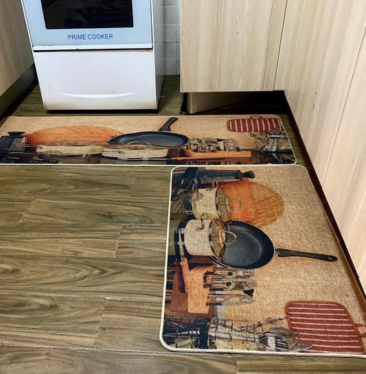 Rubber bottom 2 in 1 kitchen mats