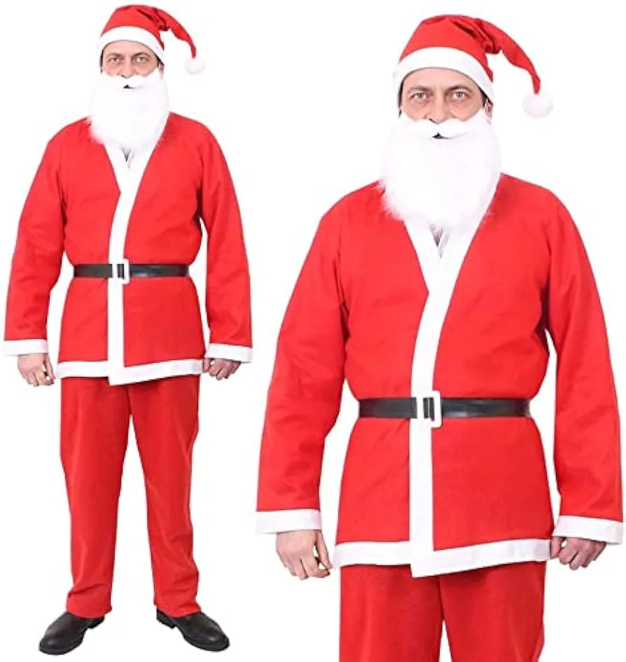 Santa adults Christmas outfit with hat belt beard top and trouser