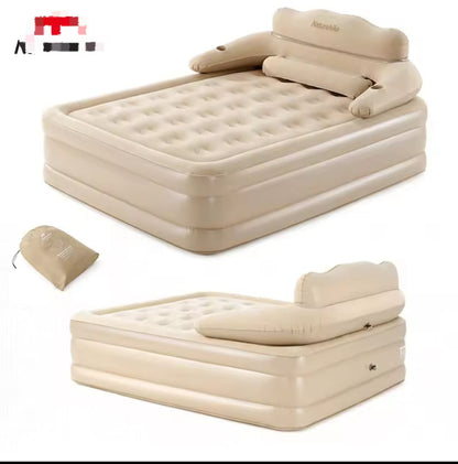 Inflatable bed with backrest and self pumping electric pump