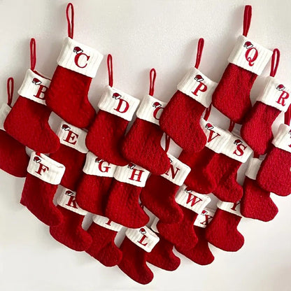 Knit monogram Christmas socks