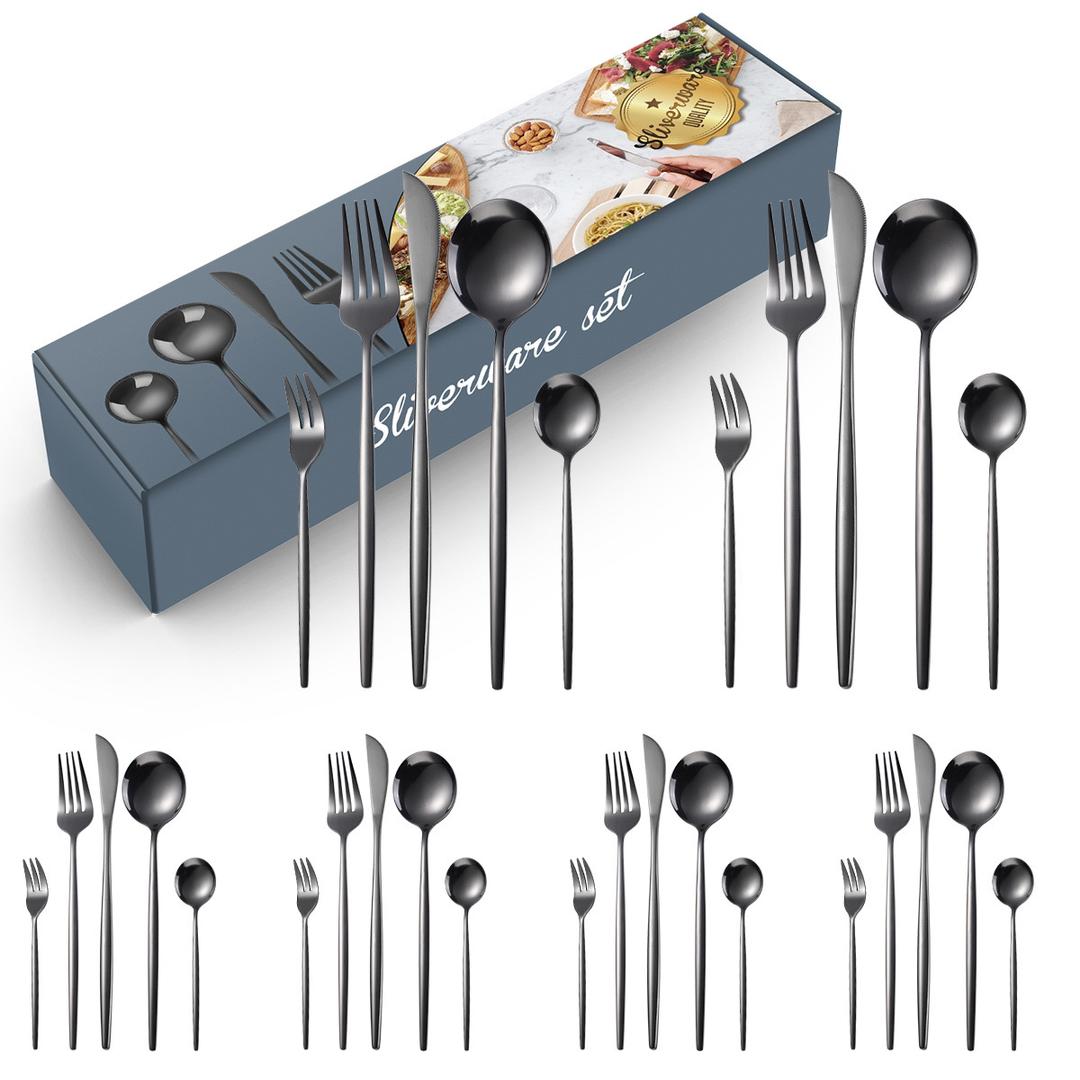 30Pc Stainless Cutlery Set BlackNov