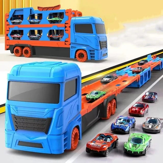 Long container kids truck with 6 small cars