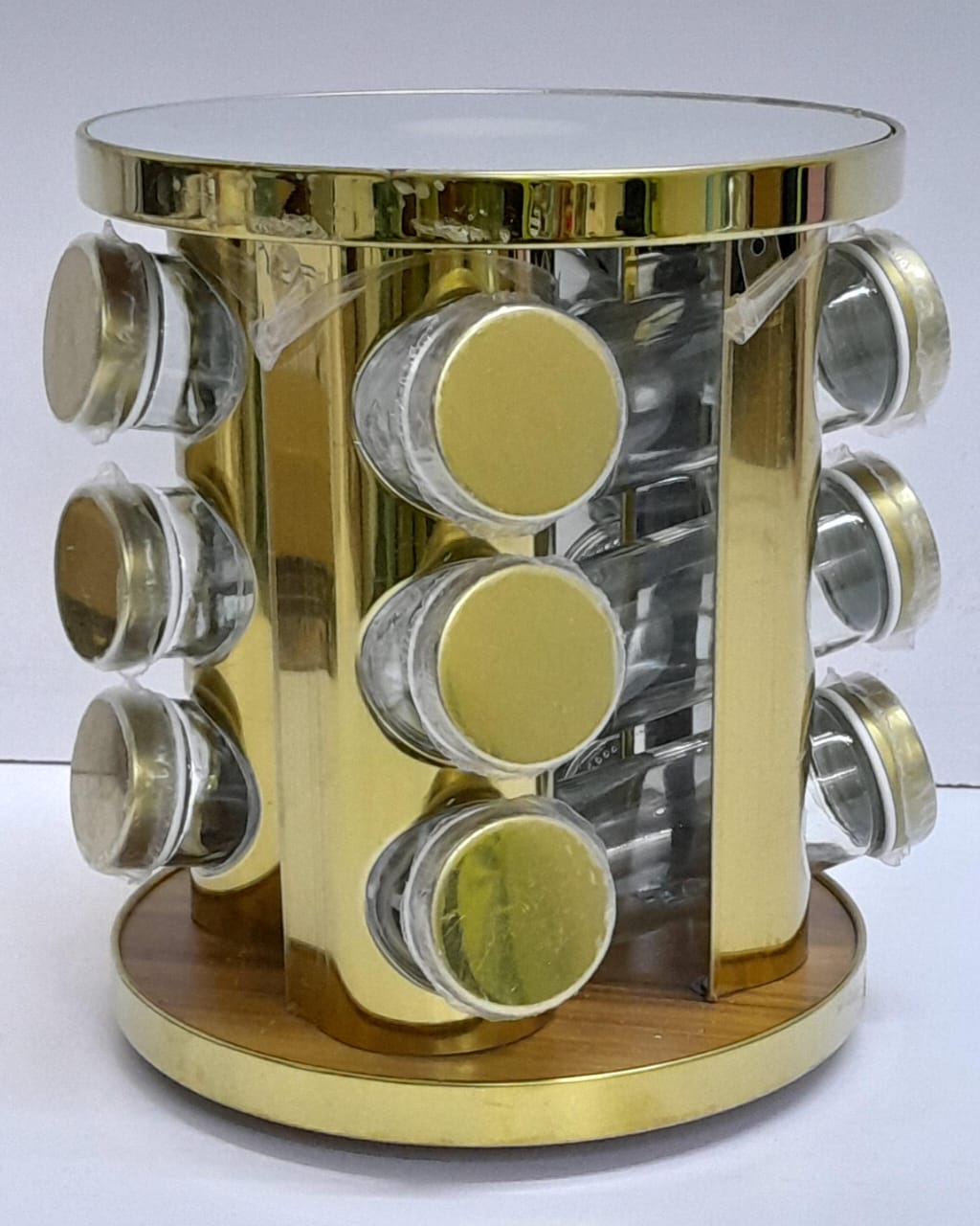 12pc LED touch Gold Rotating Spice Rack