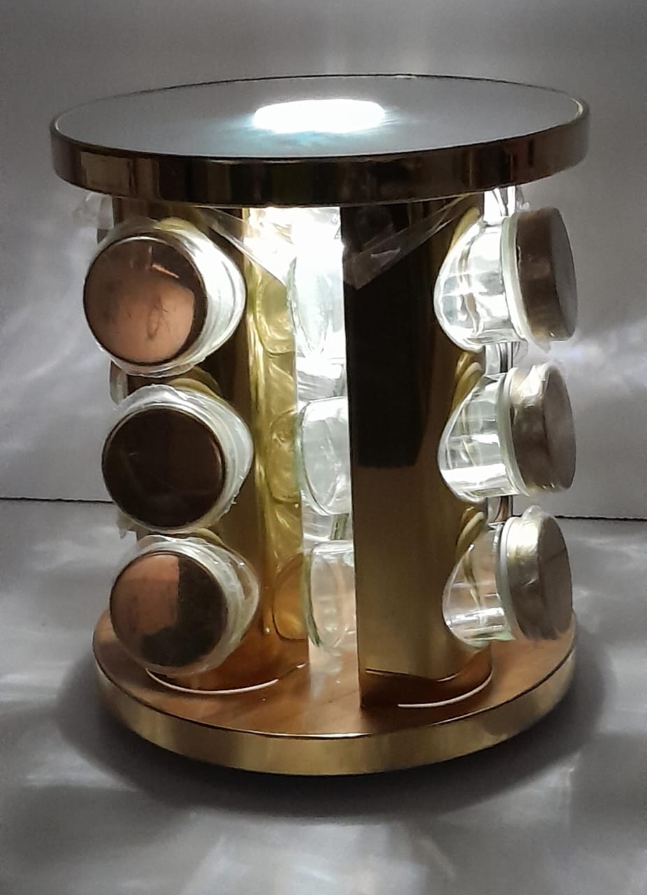 12pc LED touch Gold Rotating Spice Rack