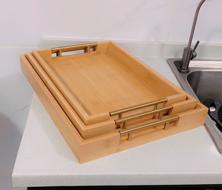 3Pc Bamboo serving trays   BlackNov