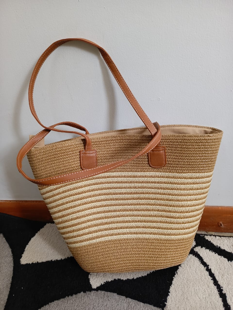 Vintage papyrus Straw Woven Beach Bag
