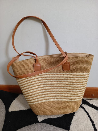 Vintage papyrus Straw Woven Beach Bag