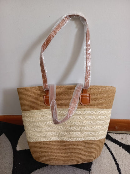 Vintage papyrus Straw Woven Beach Bag