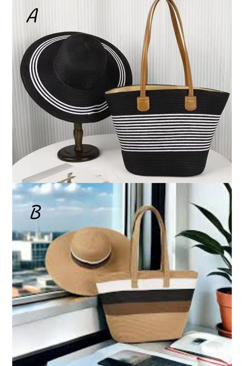 Summer straw bag and hat