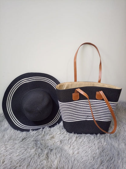 Summer straw bag and hat