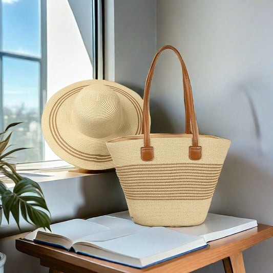 Summer straw bag and hat